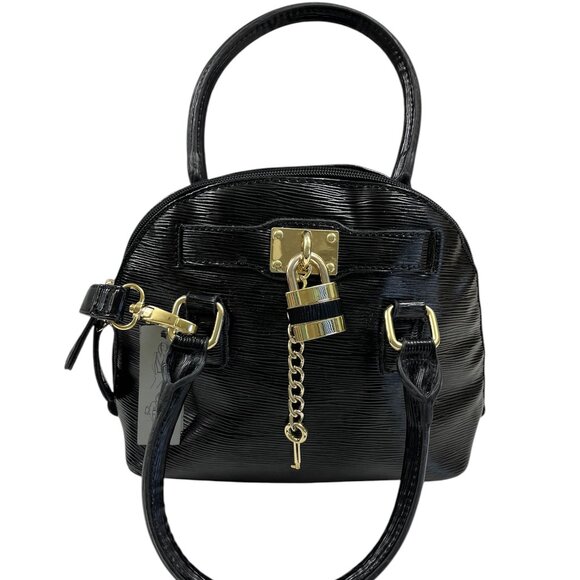 APT. 9 Beckett Mini Dome Black W/ Padlock and Key - Faux Leather- NWT - Picture 1 of 9